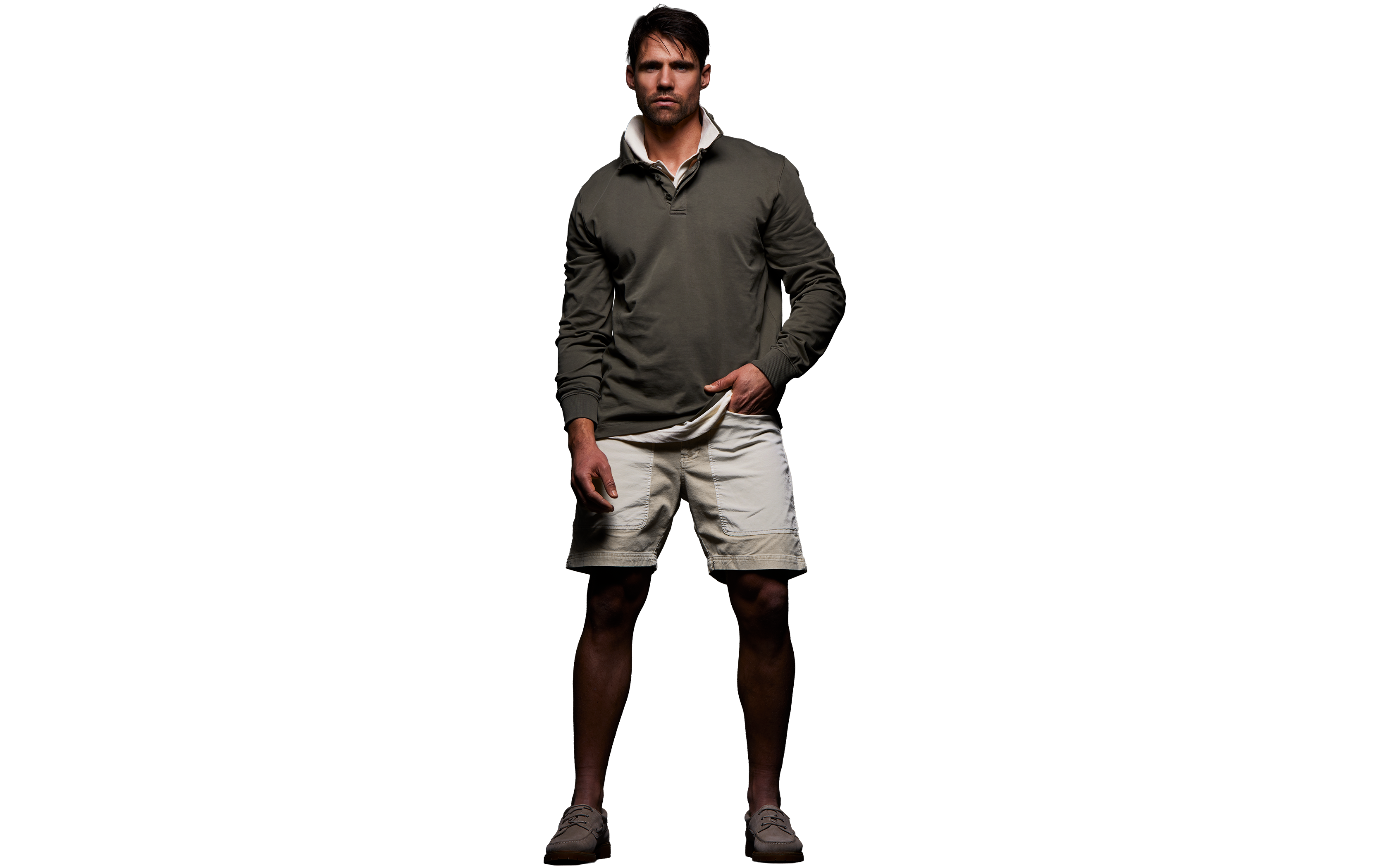 BLOCKED CORDUROY SHORTS